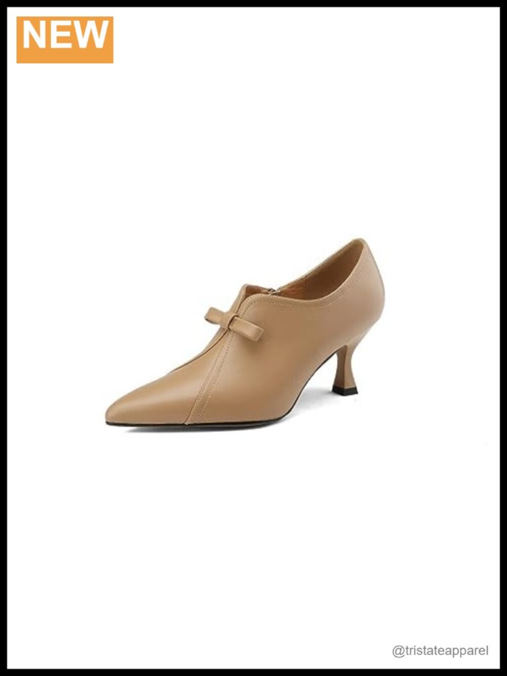 Handmade Genuine Leather Pointed Toe Kitten Heel Office Pumps